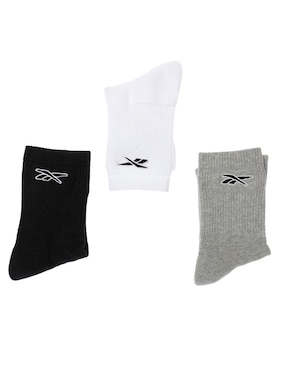 Set de calceta transpirable Reebok de algodón para hombre 3 pares