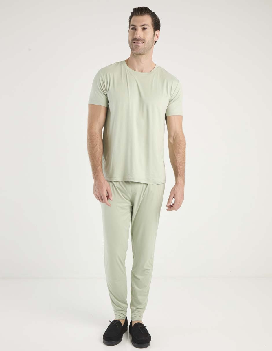Conjunto pijama estampado liso de algodón para hombre Conjunto pijama estampado liso de algodón para hombre