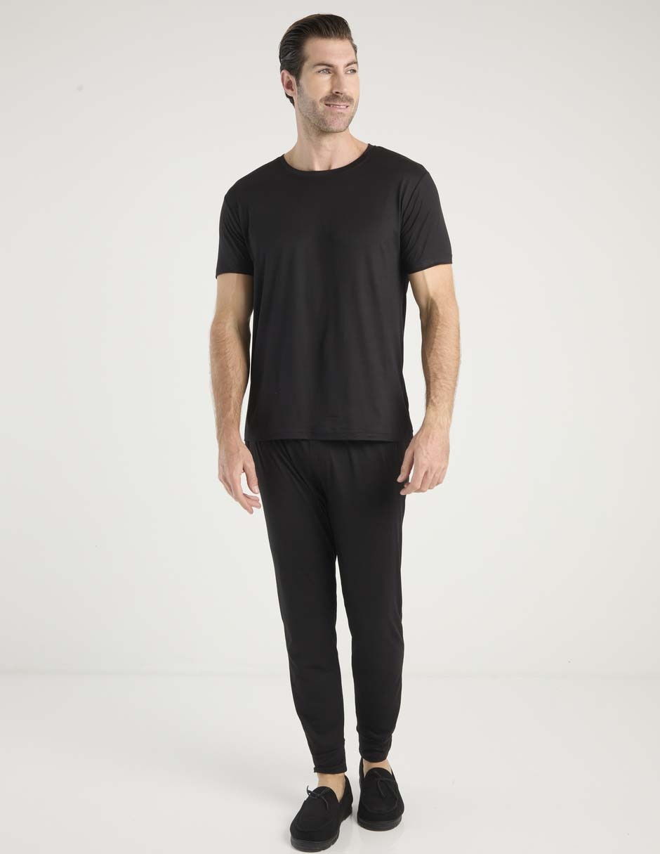 Conjunto pijama estampado liso de algodón para hombre